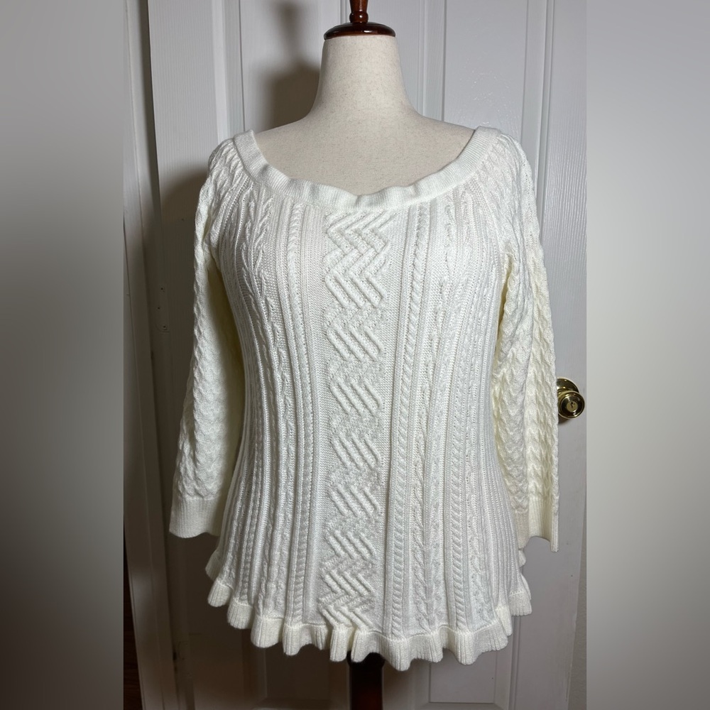 Lane Bryant Ivory Textured Knit Sweater